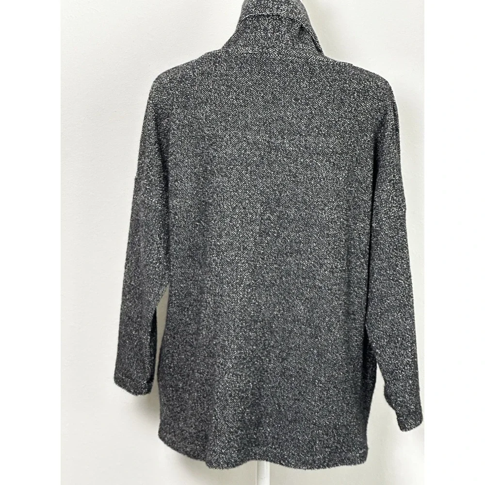 Eileen Fisher Black Speckled Tunic 2 Pockets ‎ Longsleeve Tunic Top SP
